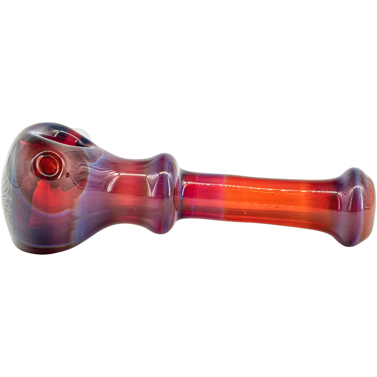 Lezak Glass Black and White Reversal Glass Spoon Pipe, Heady Borosilicate Handpipe Side View