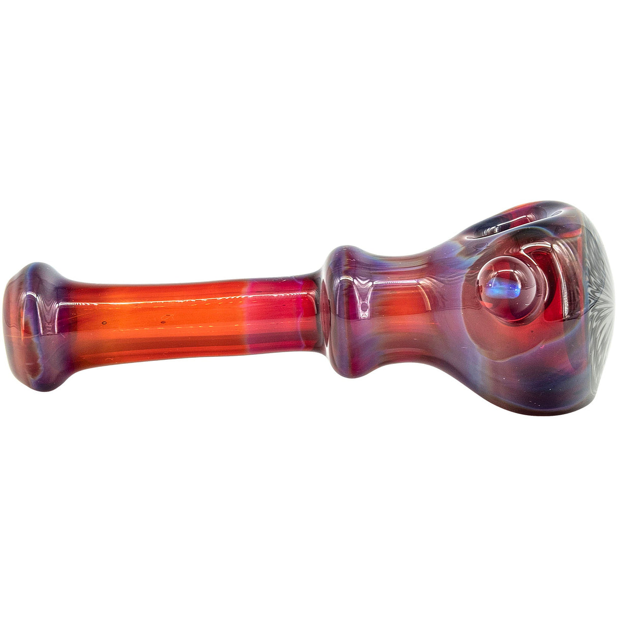 Chris Lezak Black and White Reversal Glass Spoon Pipe, Heady Borosilicate Handpipe Side View