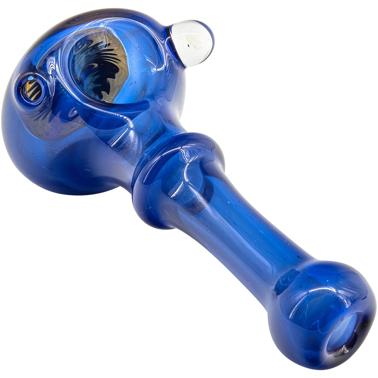 Chris Lezak Ice Blue Reversal Spoon Glass Pipe, Heady Borosilicate Handpipe, Top View