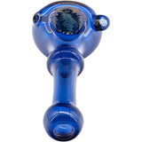 Chris Lezak Ice Blue Reversal Spoon Glass Pipe, Borosilicate Heady Glass, Front View