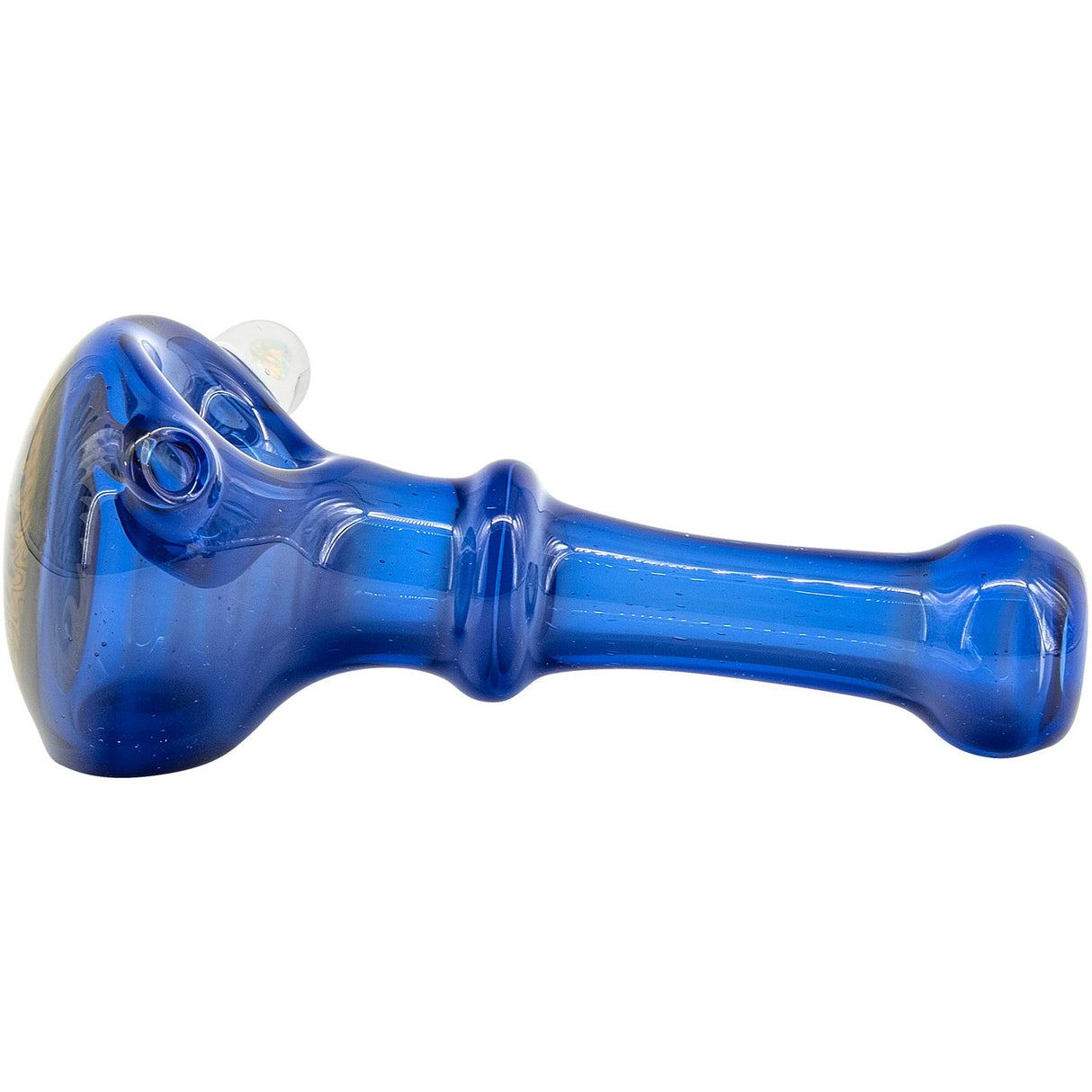 Ice Blue Reversal Spoon Glass Pipe by Chris Lezak with Heady Borosilicate Glass - Side View