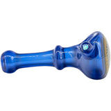 Chris Lezak Ice Blue Reversal Spoon Glass Pipe with Intricate Design - Side View