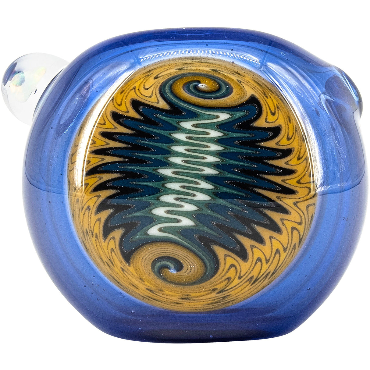 Chris Lezak Ice Blue Reversal Spoon Glass Pipe, Heady Borosilicate Handpipe Top View