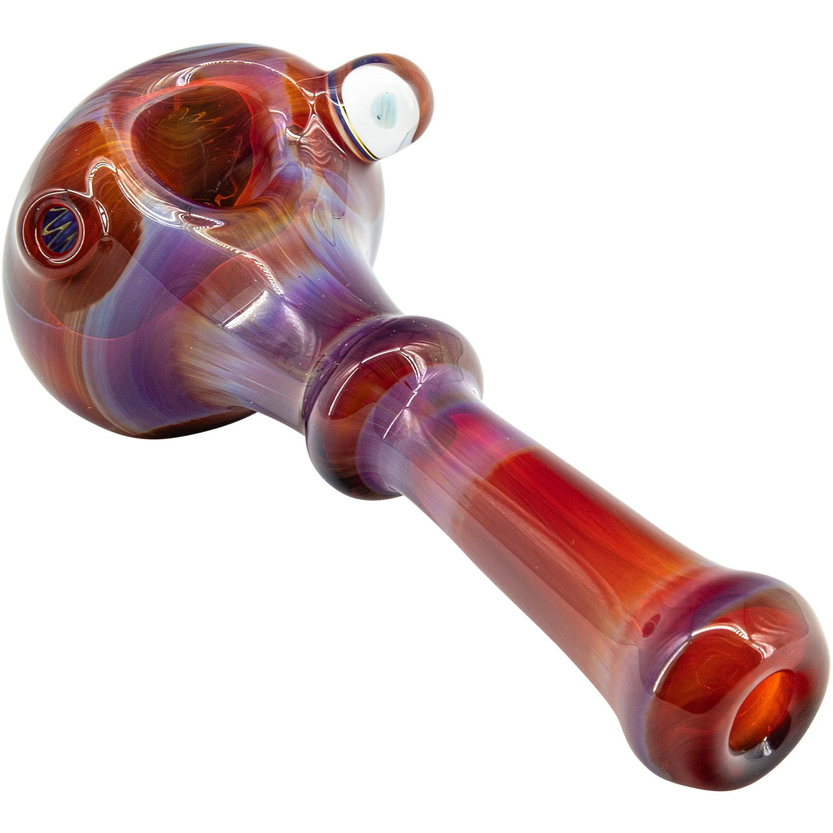 Chris Lezak Reversal Glass Spoon Pipe with Opal Marble, Heady Borosilicate Side View