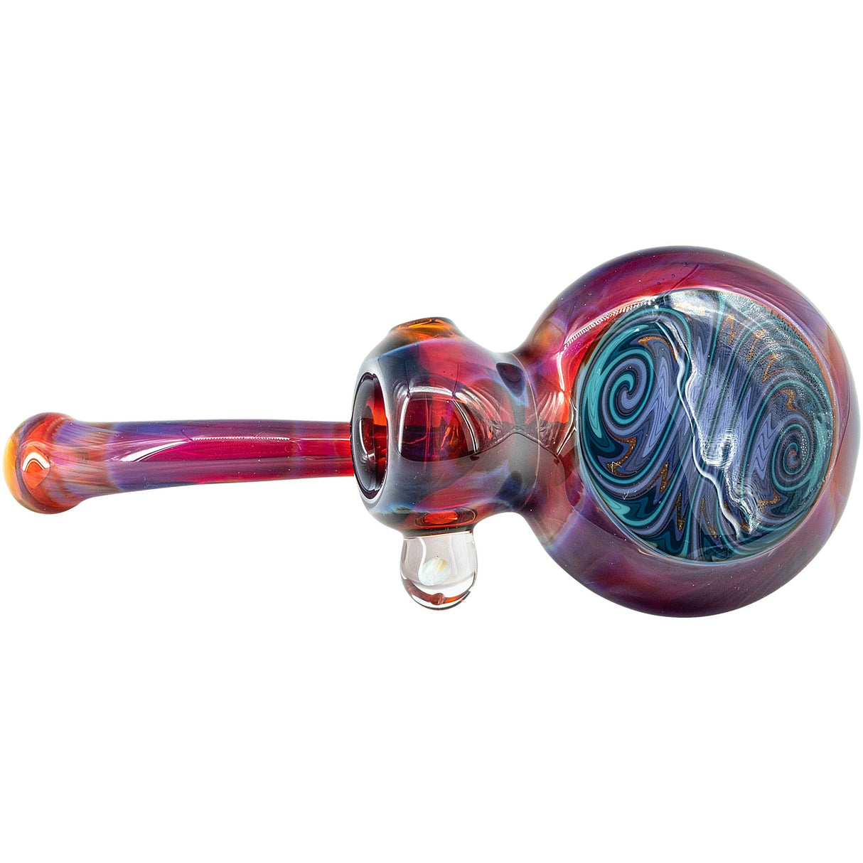 Lezak Glass Wig Wag Blue Wave Sherlock Pipe, Borosilicate Glass, Side View