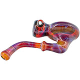 Lezak Glass Wig Wag Blue Wave Sherlock Hand Pipe with Borosilicate Glass, Side View