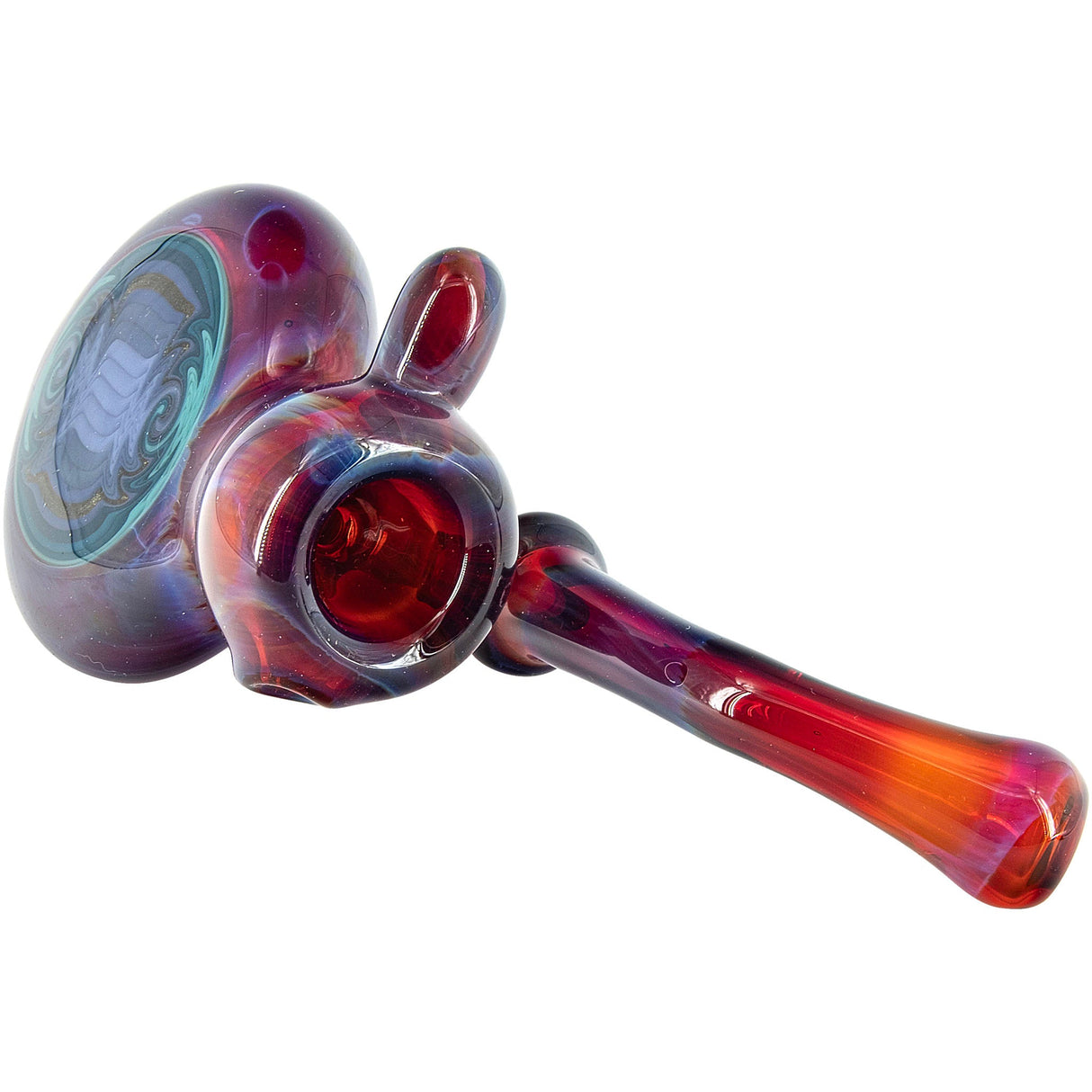 Chris Lezak Wig Wag Reversal Sherlock Glass Pipe with Intricate Design - Side View