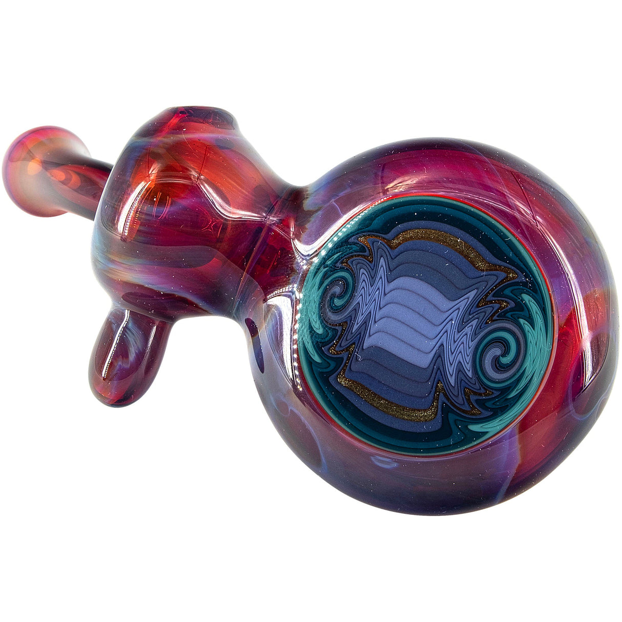 Chris Lezak Wig Wag Reversal Sherlock Glass Pipe with Intricate Design - Top View