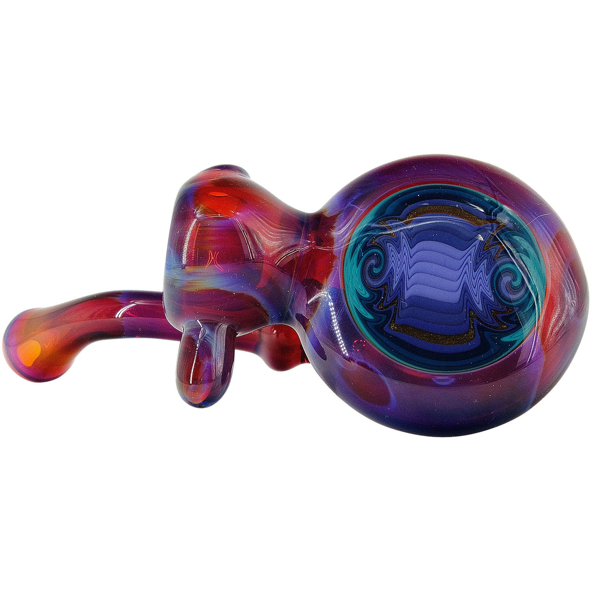 Lezak Glass Wig Wag Reversal Sherlock Glass Pipe with Intricate Color Design - Side View