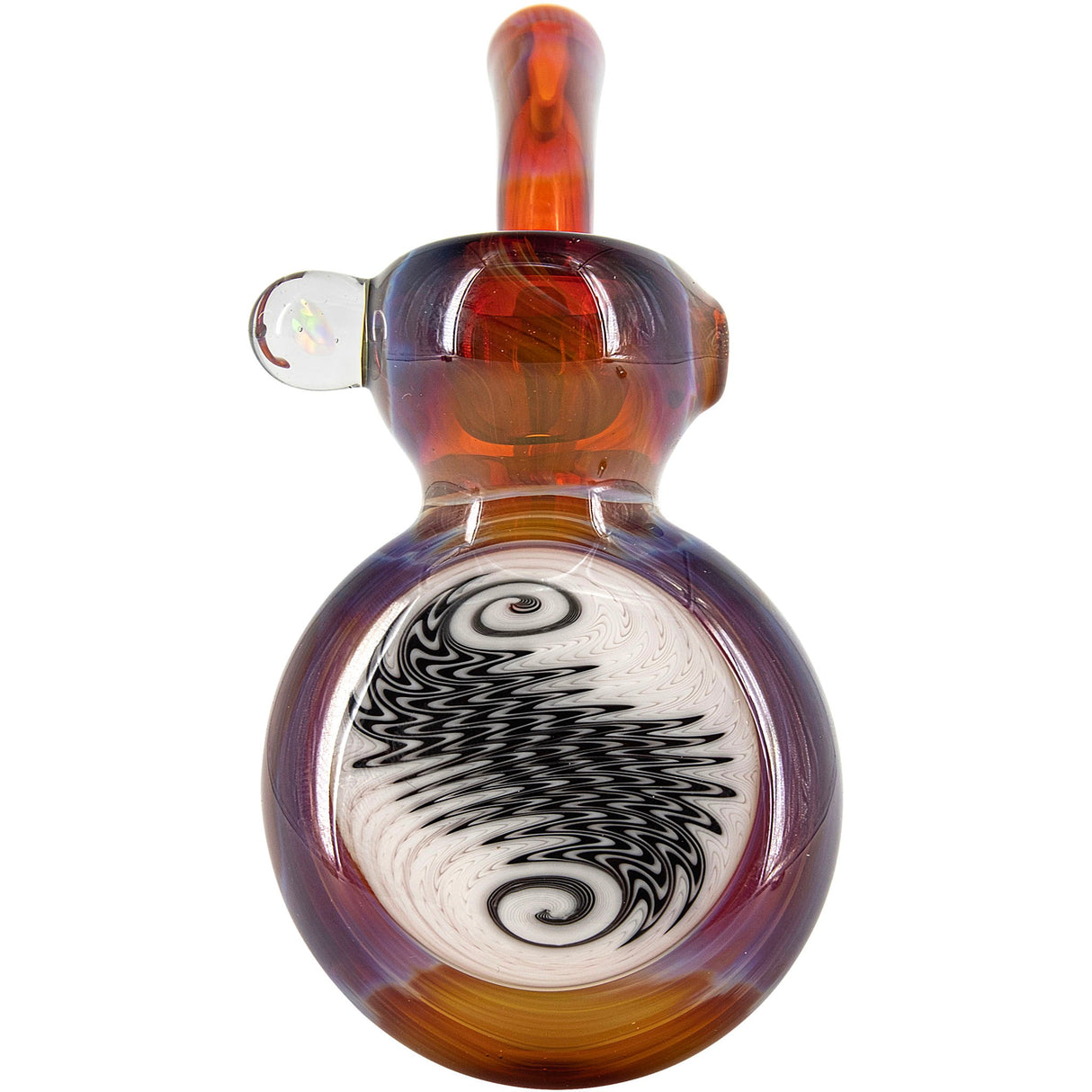 Lezak Glass Black and White Reversal Disc Sherlock Pipe, Borosilicate, Front View