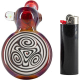 Chris Lezak Reversal Sherlock Pipe with intricate glasswork and borosilicate durability, next to a lighter for scale