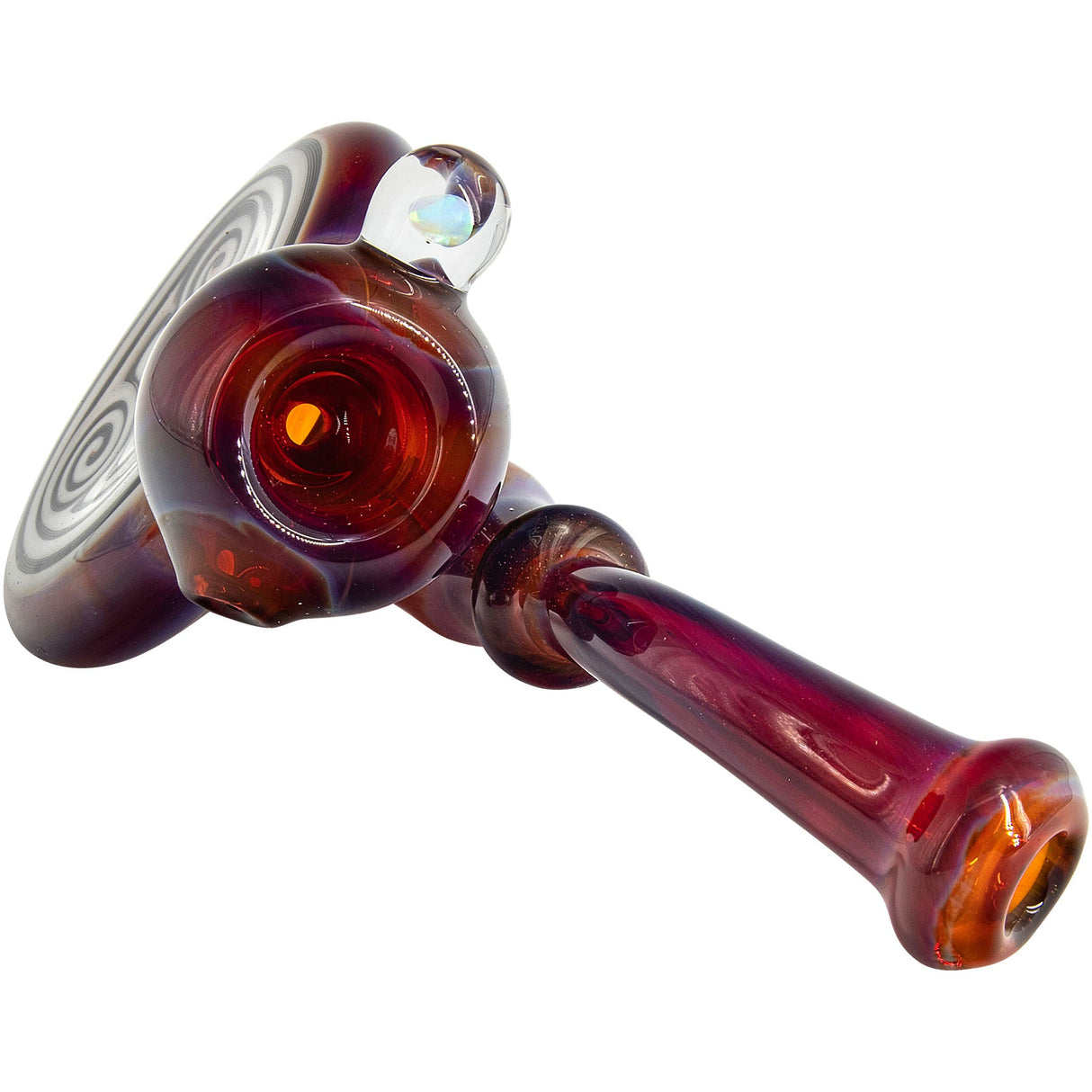 Lezak Glass Reversal Sherlock Pipe with Intricate Swirl Patterns, Angled Side View