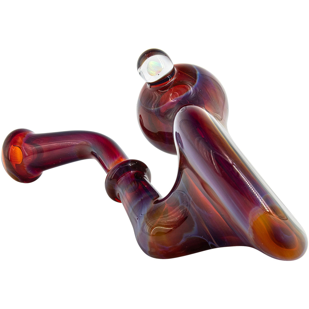 Lezak Glass Black and White Reversal Disc Sherlock Pipe, Borosilicate, Side Angle