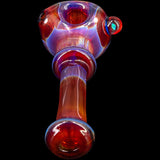 Fire Red Rainbow Reversal Glass Spoon Pipe by Chris Lezak with Heady Glass Design