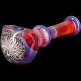 Lezak Glass Black and White Reversal Spoon Pipe, Heady Borosilicate Glass, Side View