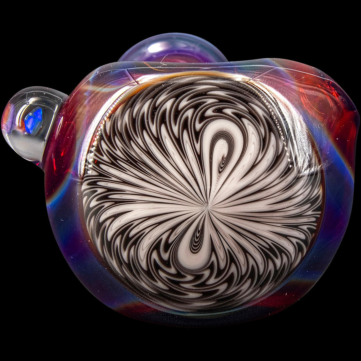 Chris Lezak Black and White Reversal Glass Spoon Pipe, Heady Borosilicate, Top View