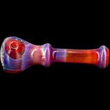 Lezak Glass Black & White Reversal Spoon Pipe with Opal Marble, Profile View