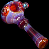 Chris Lezak Black and White Reversal Glass Spoon Pipe with Opal Marble, Angled Side View