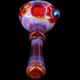 Lezak Glass Black & White Reversal Spoon Pipe with Opal Marble, Front View on Black