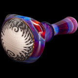 Lezak Glass Black & White Reversal Spoon Pipe with Opal Marble, Artistic Side View