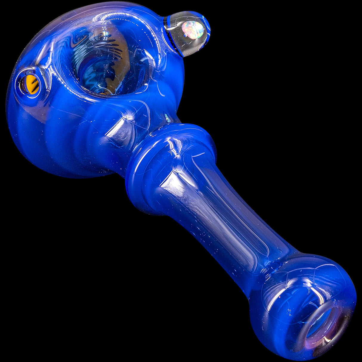 Ice Blue Reversal Spoon Glass Pipe by Chris Lezak with Heady Borosilicate Glass, Top View