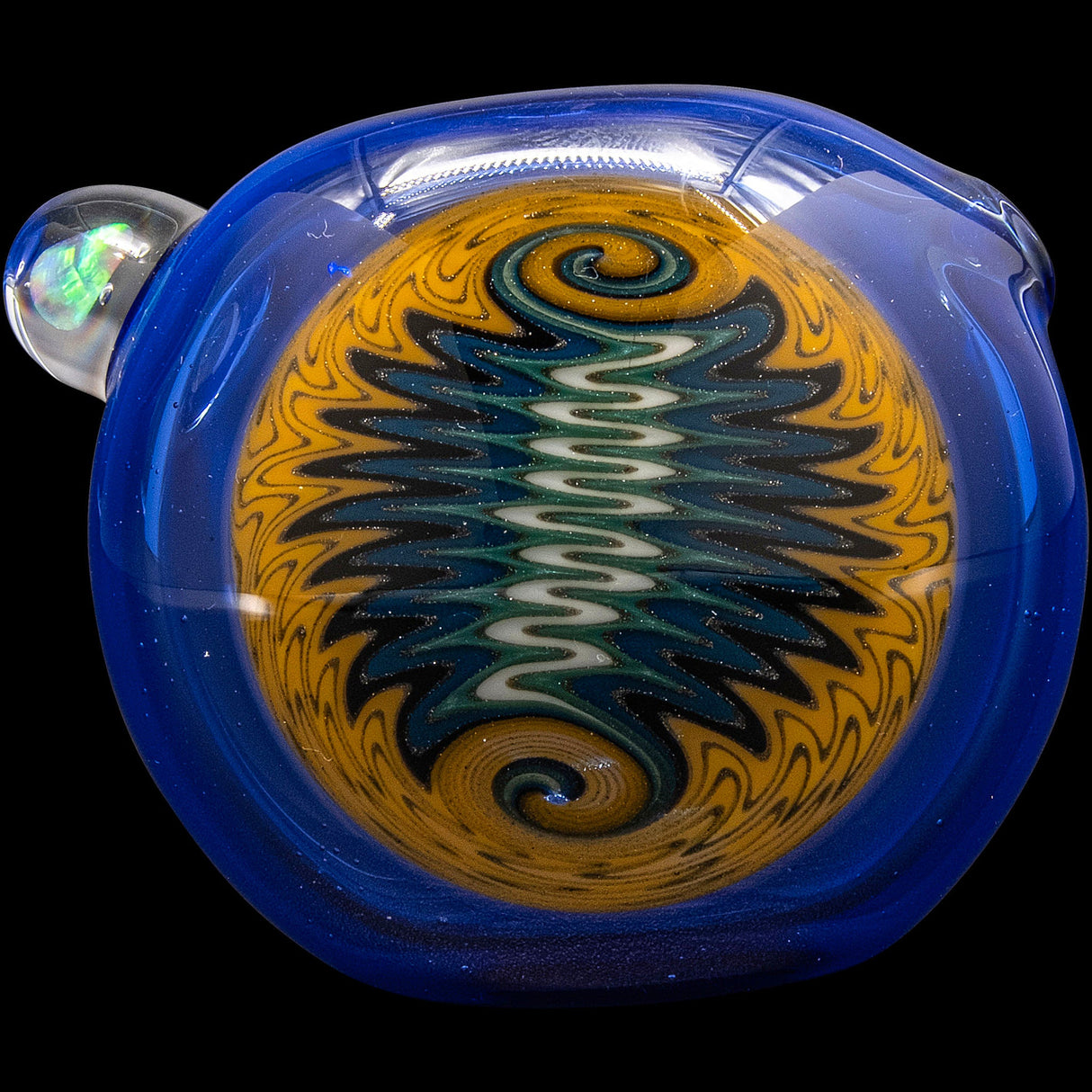 Chris Lezak Ice Blue Reversal Spoon Glass Pipe, Heady Borosilicate Handpipe, Top View