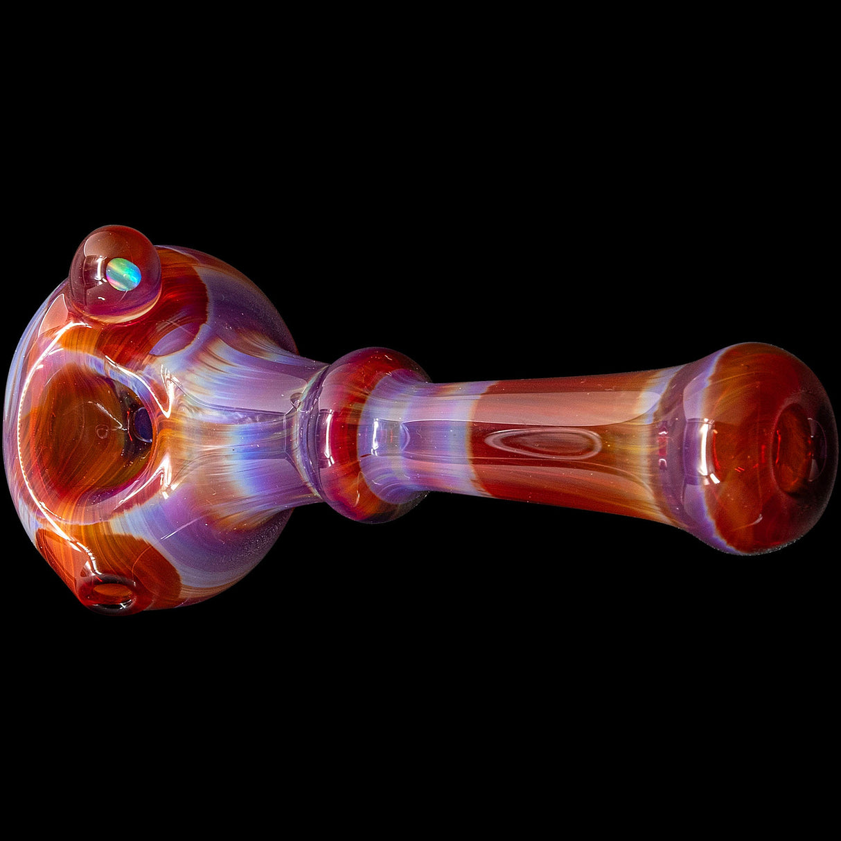 Lezak Glass Reversal & Opal Marble Spoon Pipe, Heady Borosilicate Handpipe, Side View