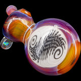 Lezak Glass Black and White Reversal Disc Sherlock Pipe, Top View on Black Background