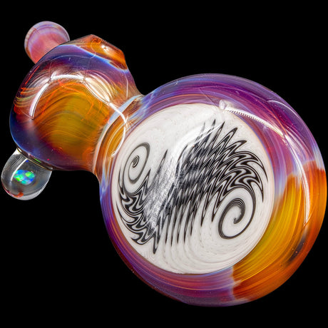 Lezak Glass Black and White Reversal Disc Sherlock Pipe, Top View on Black Background