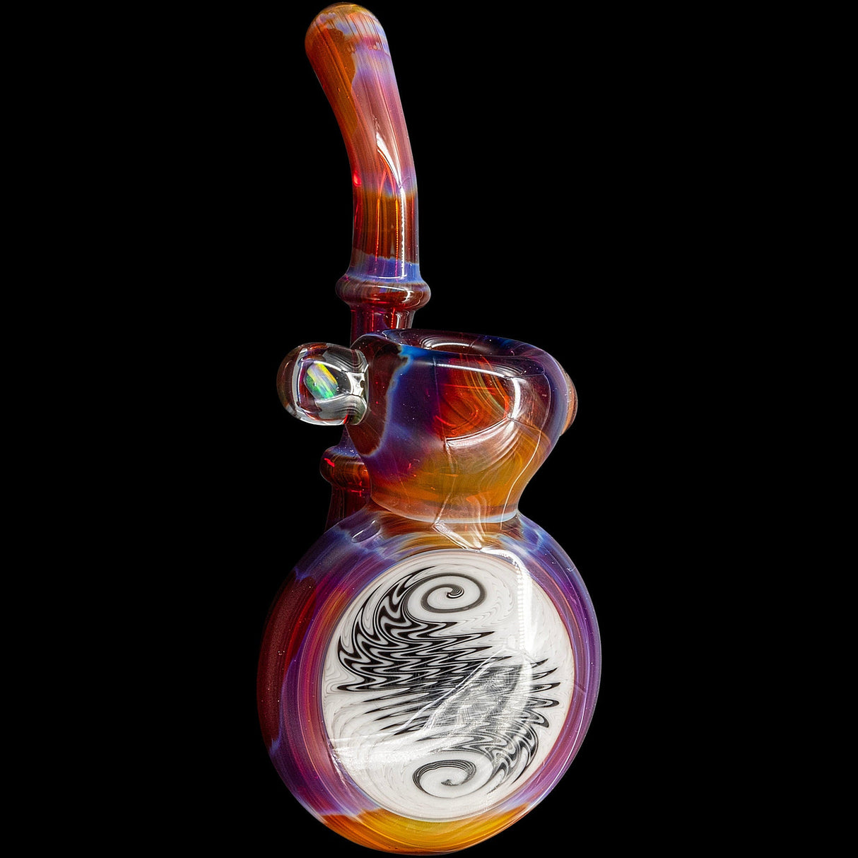 Lezak Glass Sherlock Pipe with Black & White Reversal Disc, Borosilicate - Front View