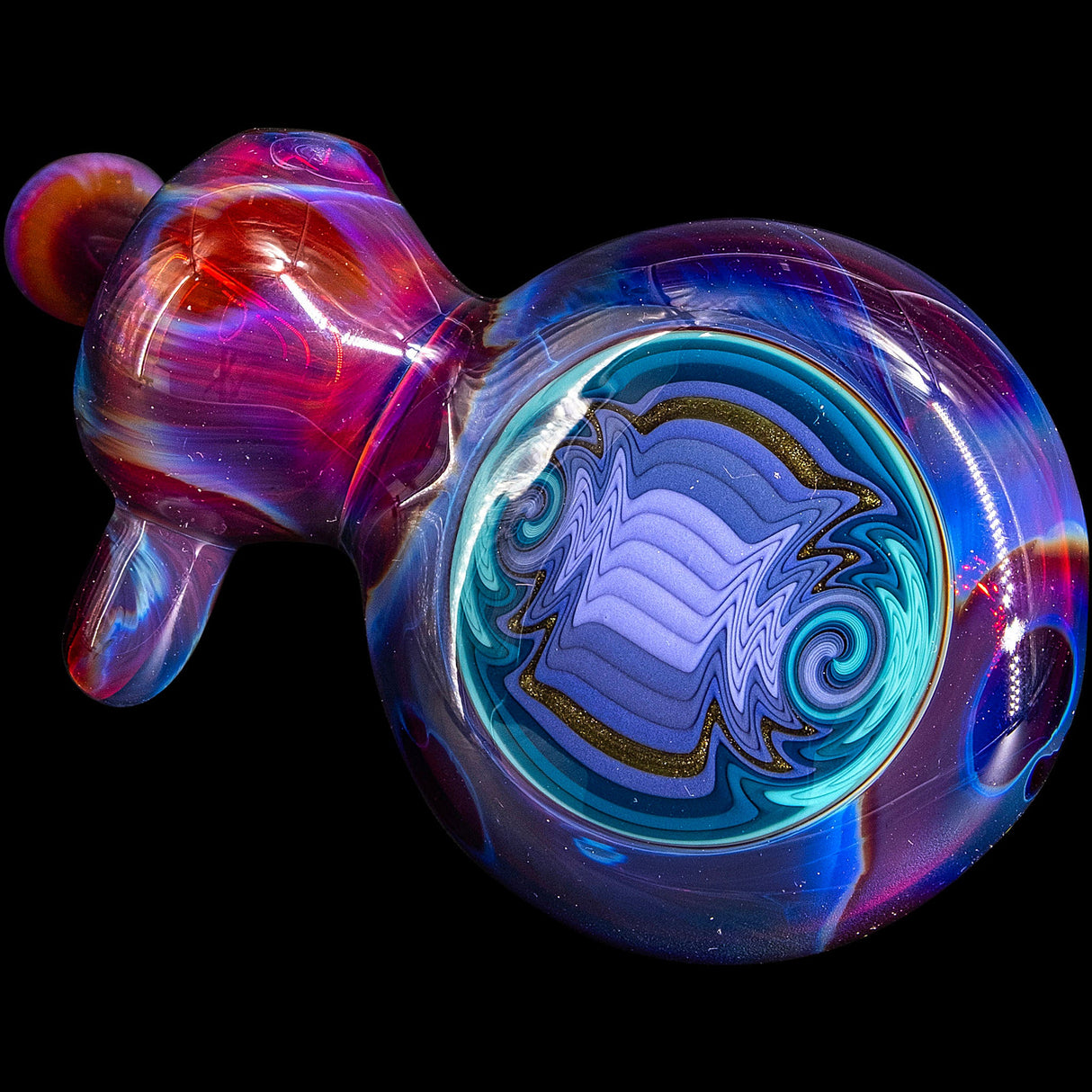 Chris Lezak Wig Wag Reversal Sherlock Glass Pipe with Colorful Swirl Patterns