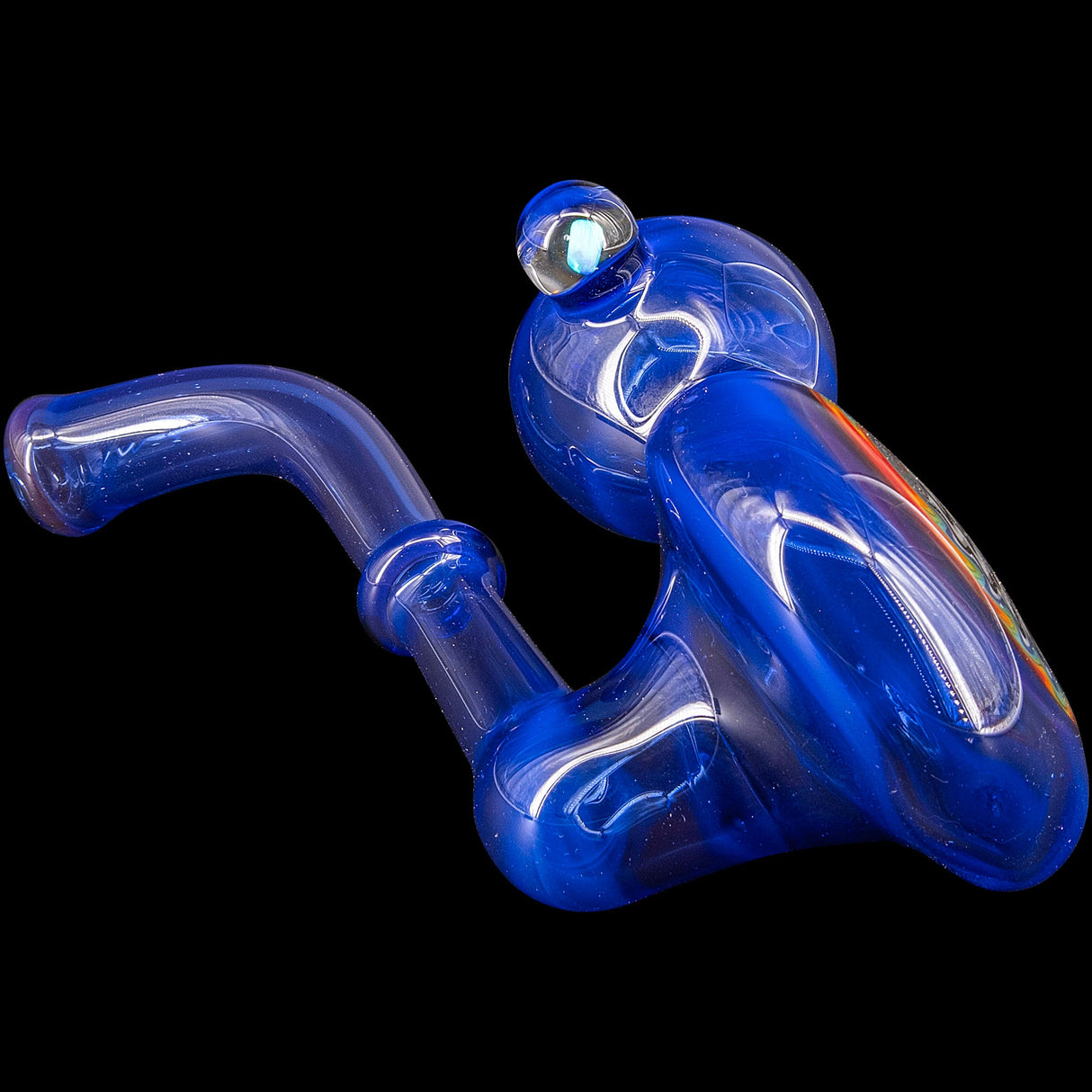 Lezak Glass Wig Wag Rainbow Reversal Sherlock Glass Pipe, Borosilicate, Side View