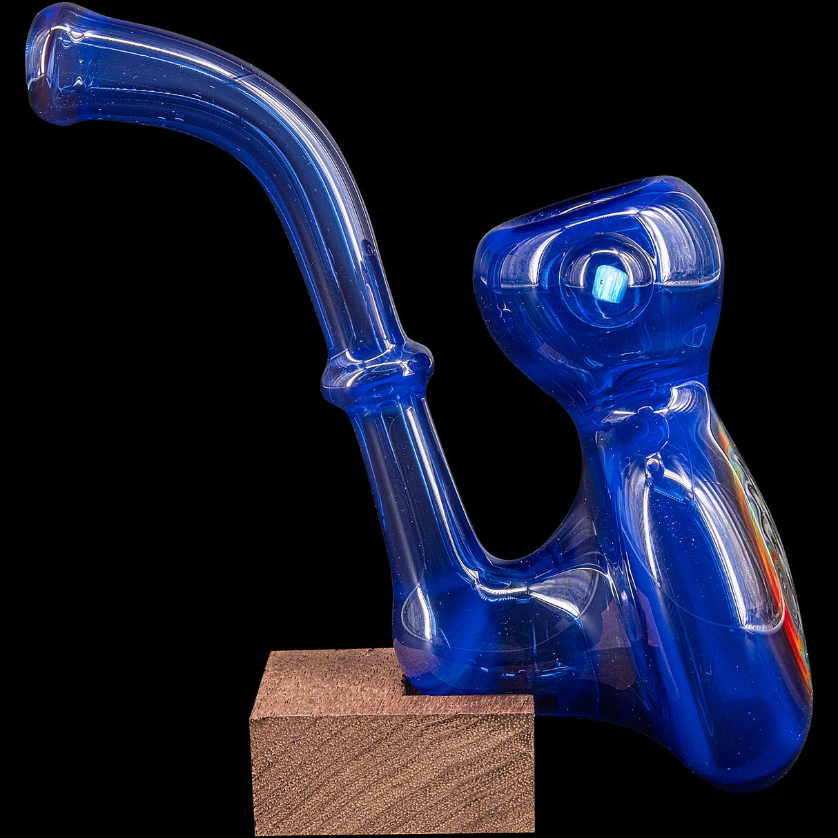 Chris Lezak Wig Wag Rainbow Reversal Sherlock Glass Pipe in Borosilicate - Side View