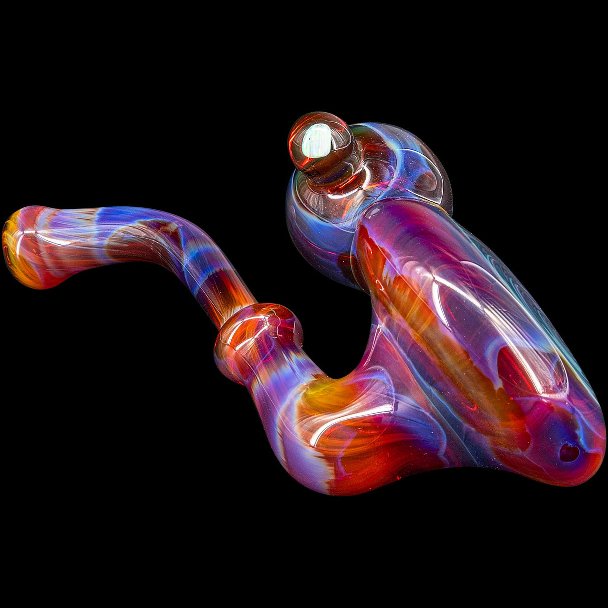 Lezak Glass Wig Wag Blue Wave Reversal Sherlock Glass Pipe, Borosilicate, Side View