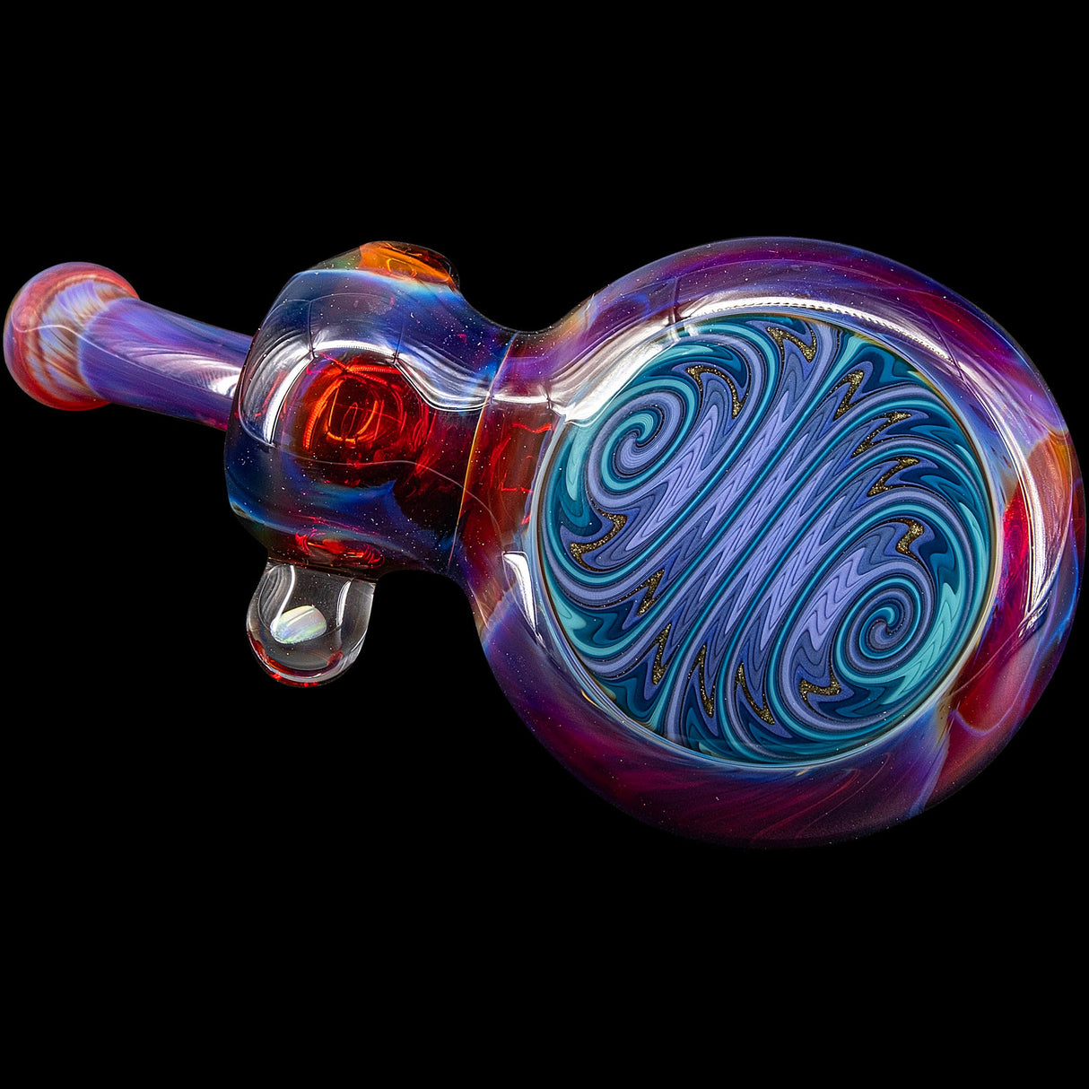 Lezak Glass Wig Wag Blue Wave Reversal Sherlock Pipe, Borosilicate Glass, Side View