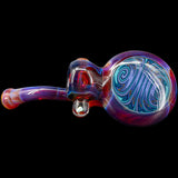 Lezak Glass Wig Wag Blue Wave Sherlock Hand Pipe with Intricate Design - Side View