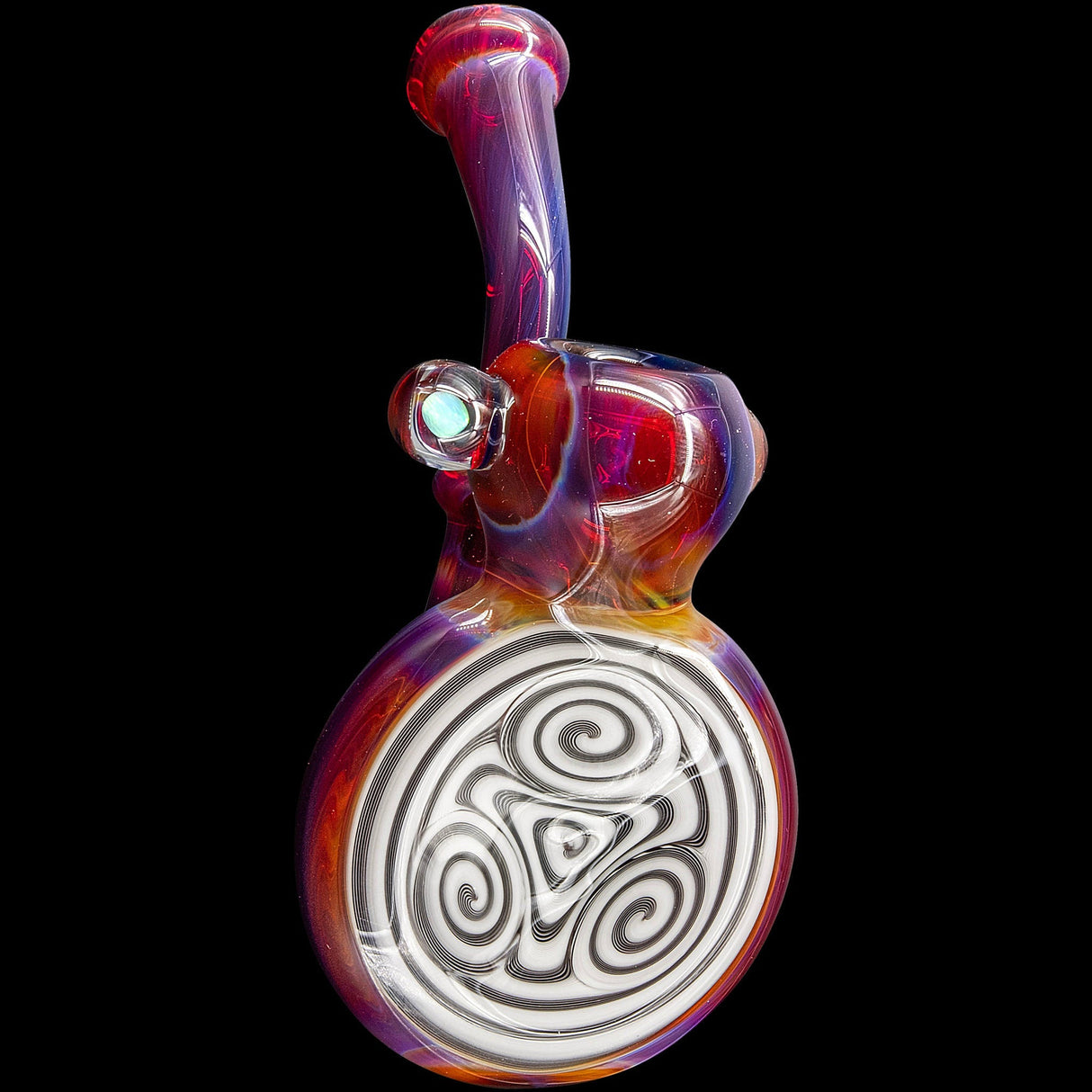 Chris Lezak Reversal Sherlock Pipe with Intricate Swirl Design, Borosilicate Glass, Front View