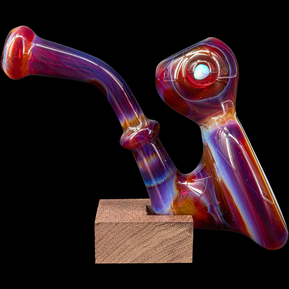 Colorful Reversal Sherlock Pipe by Chris Lezak with Borosilicate Glass, Side View