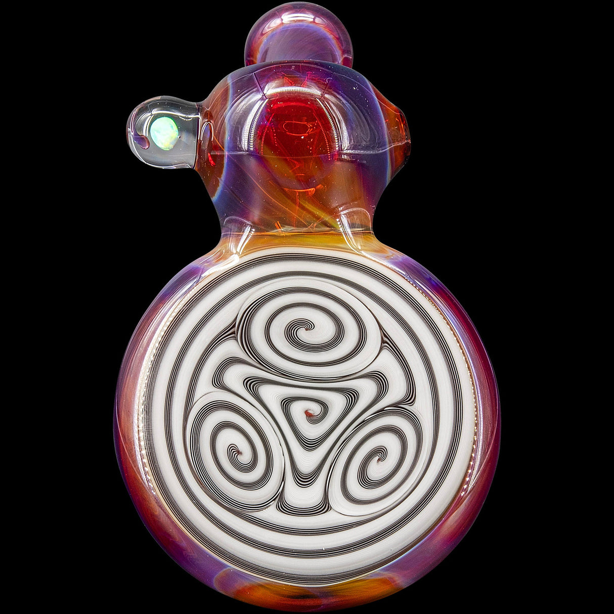 Lezak Glass Reversal Sherlock Pipe with intricate swirl design, front view on black background