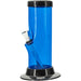 JM Plastics 6" Acrylic Straight Tube Basic Bong in Blue - Front View with Bowl