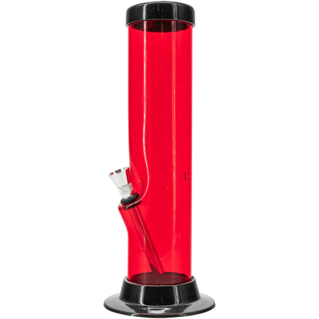 JM Plastics Acrylic Straight Tube Bong in Red, Front View, Durable Water Pipe, Easy to Clean