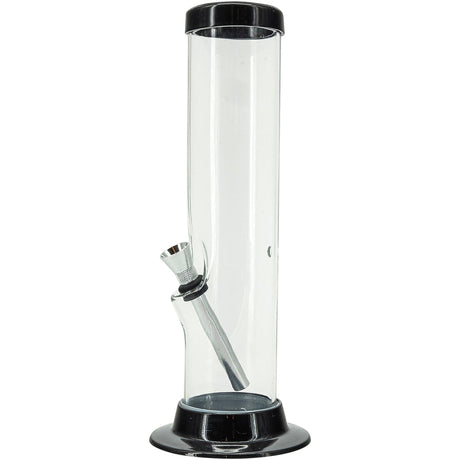 JM Plastics Acrylic Straight Tube Bong in Grey, front view on white background, available in multiple sizes