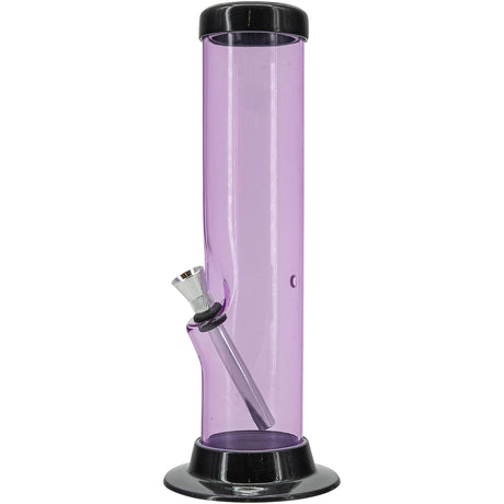 JM Plastics Acrylic Straight Tube Bong in Pink, 15 Inch Tall - Front View on White Background