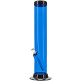 JM Plastics Acrylic Straight Tube Bong in Blue, 12 Inch - Front View on White Background