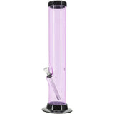 JM Plastics 12" Acrylic Straight Tube Bong in Pink - Front View with Sturdy Base