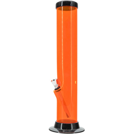 JM Plastics 12" Acrylic Straight Tube Bong in Orange - Front View with Sturdy Base