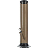 JM Plastics Acrylic Straight Tube Bong in Black, 12" Tall, Front View on White Background