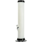 JM Plastics Acrylic Straight Tube Bong in White, 12 Inch, Front View on Seamless White Background