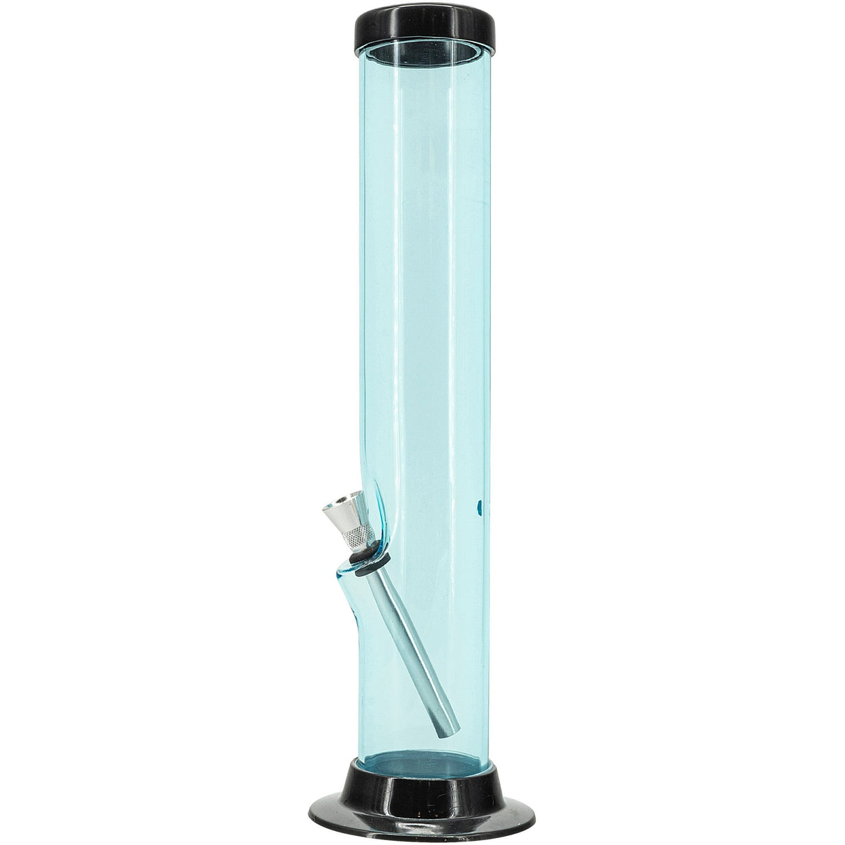 JM Plastics Acrylic Straight Tube Bong in Light Blue, 12 Inch Tall - Front View