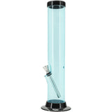 JM Plastics Acrylic Straight Tube Bong in Light Blue, 12 Inch Tall - Front View